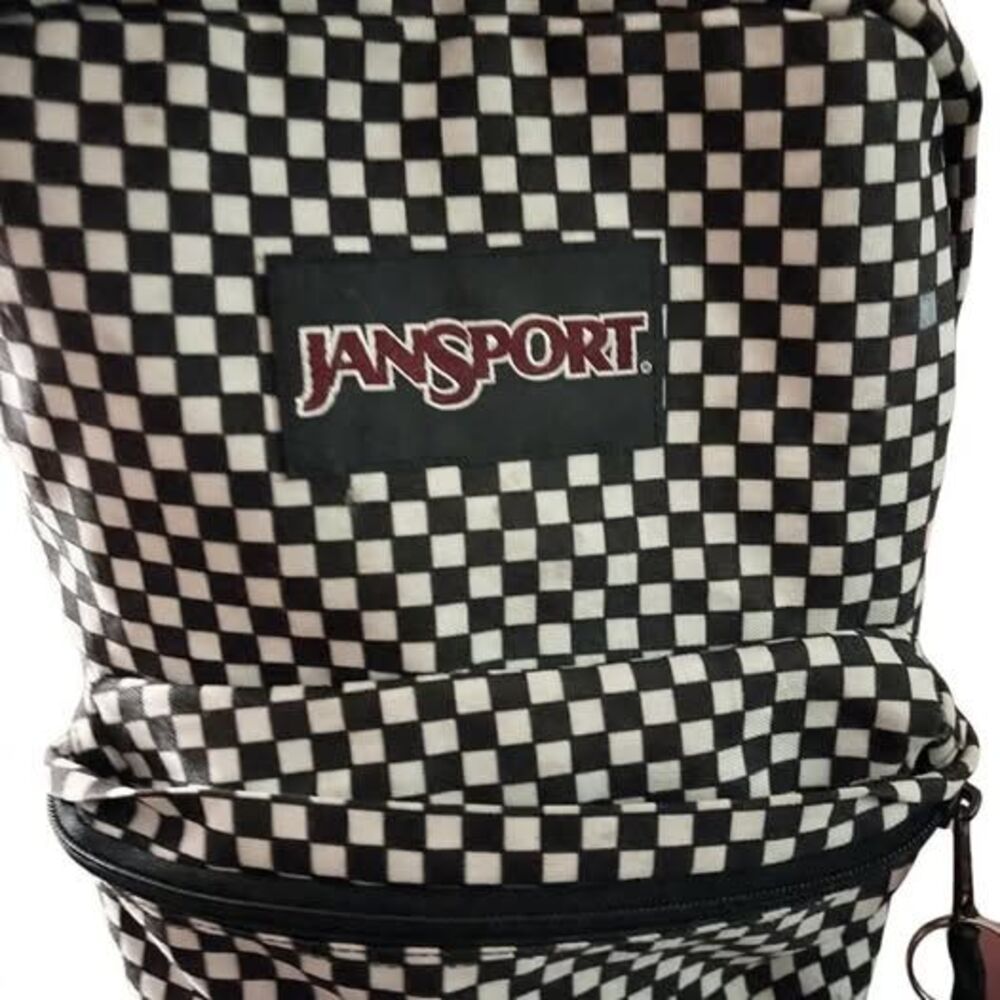 JanSport SuperBreak Backpack Black and White Checkerboard Print
